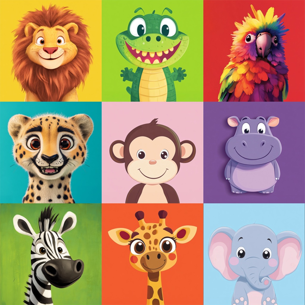 Animal Tic-Tac-Toe Characters